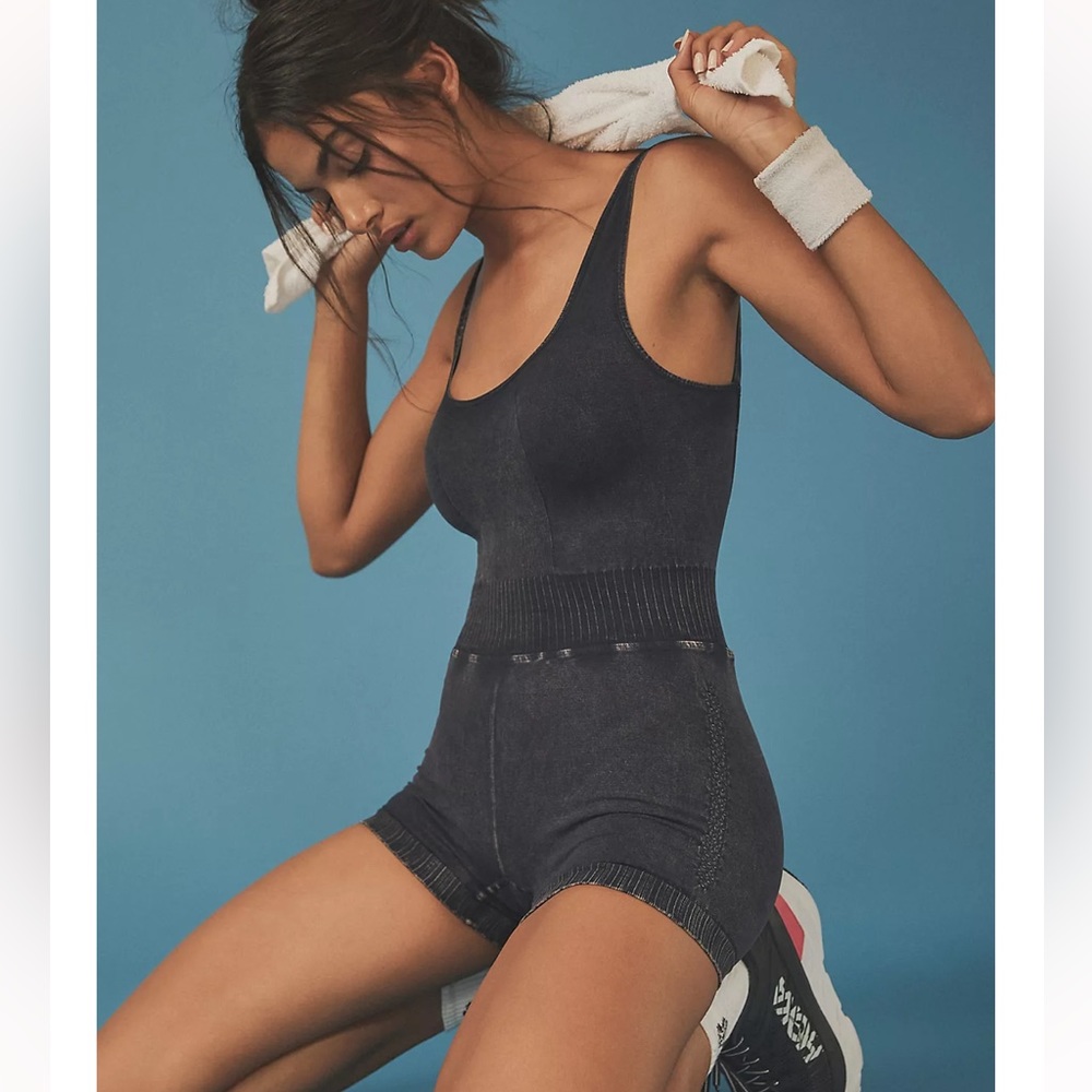 Free People Good Karma Runsie in Deepest Navy BNWOT with outside logo